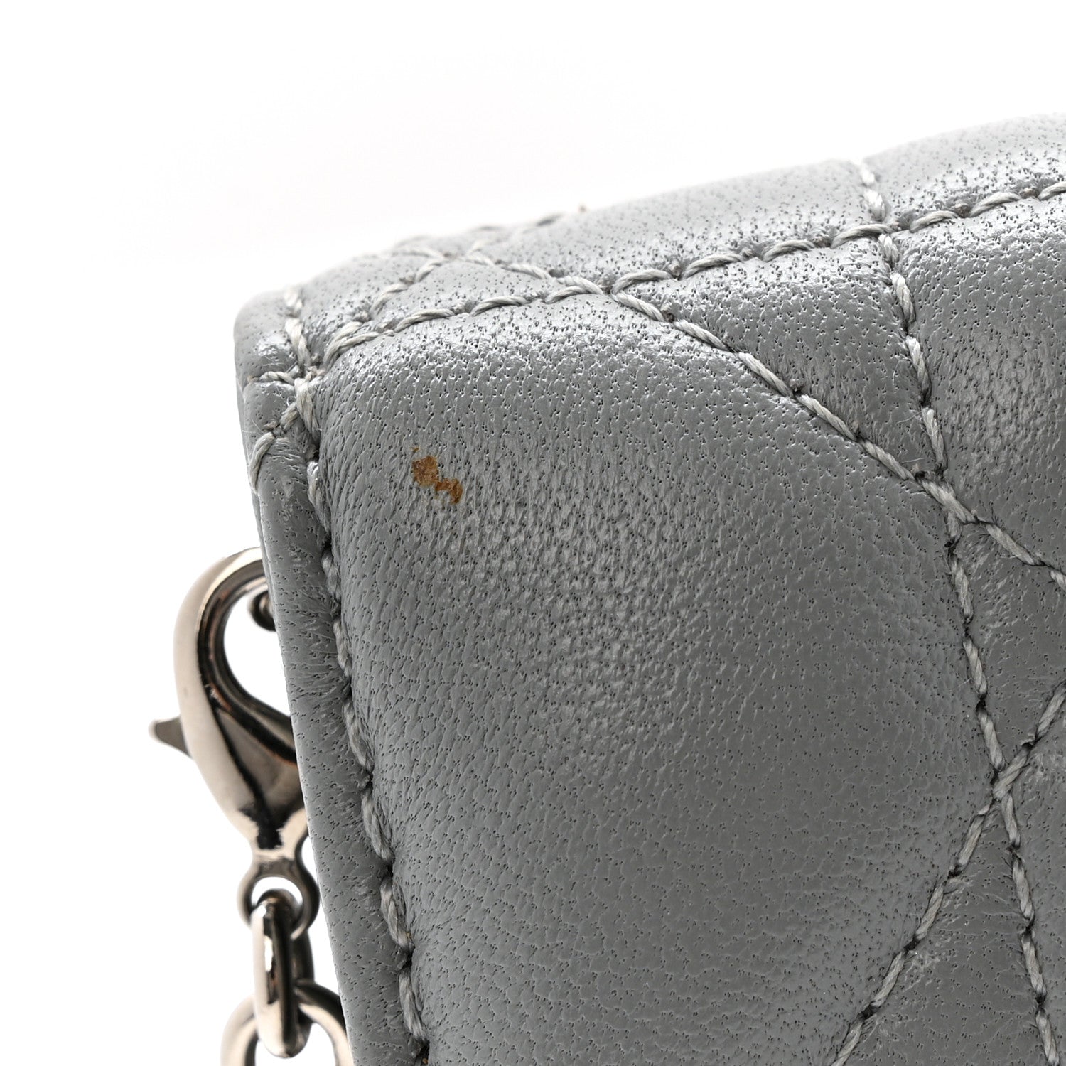 Lambskin Cannage Lady Dior Convertible Clutch Grey