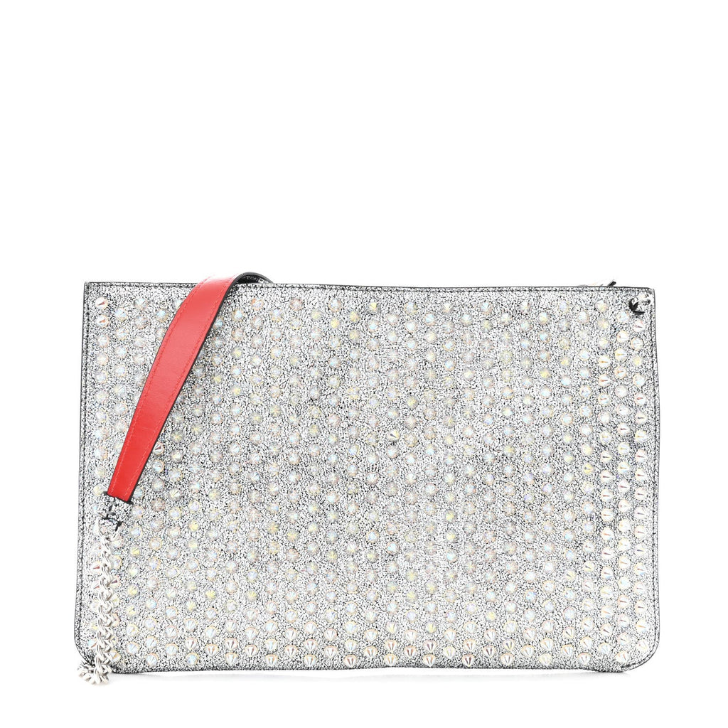 Nappa Mica Studded Loubiclutch Silver