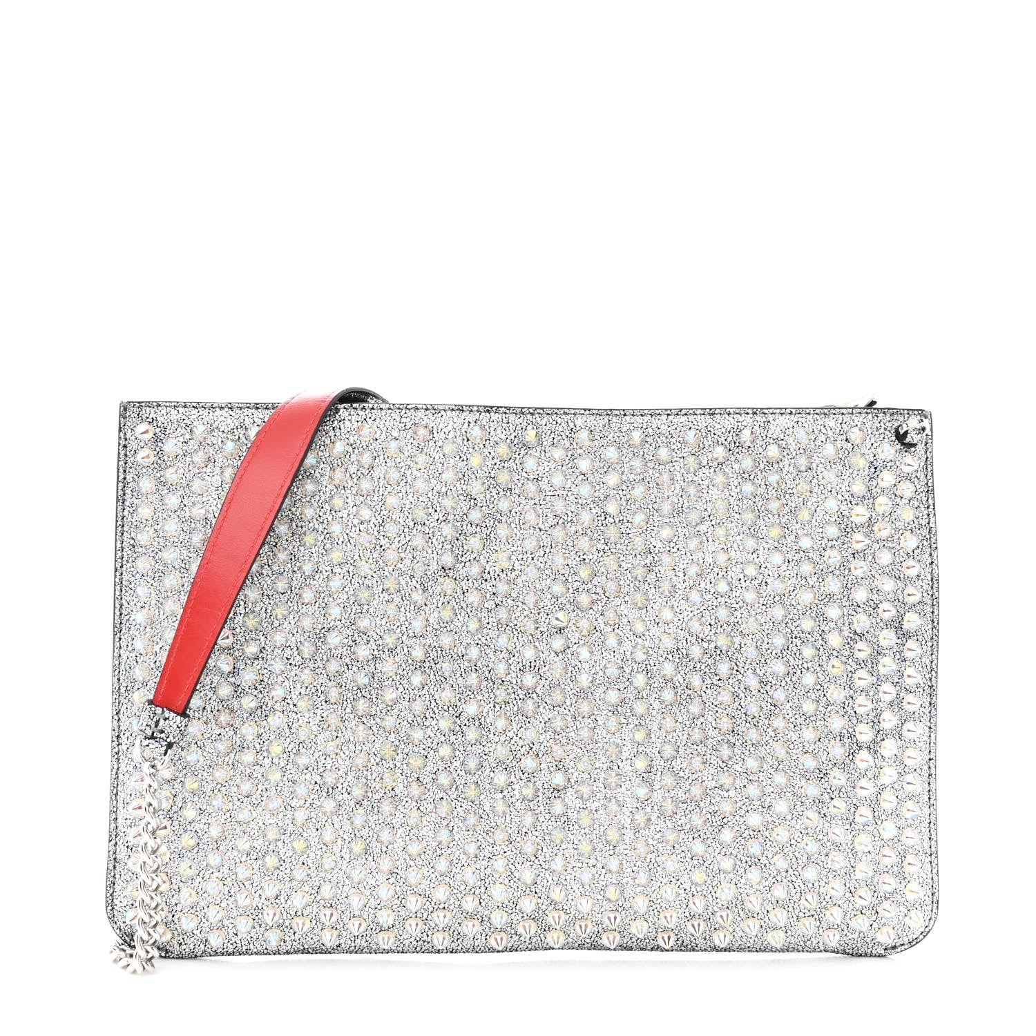 Nappa Mica Studded Loubiclutch Silver