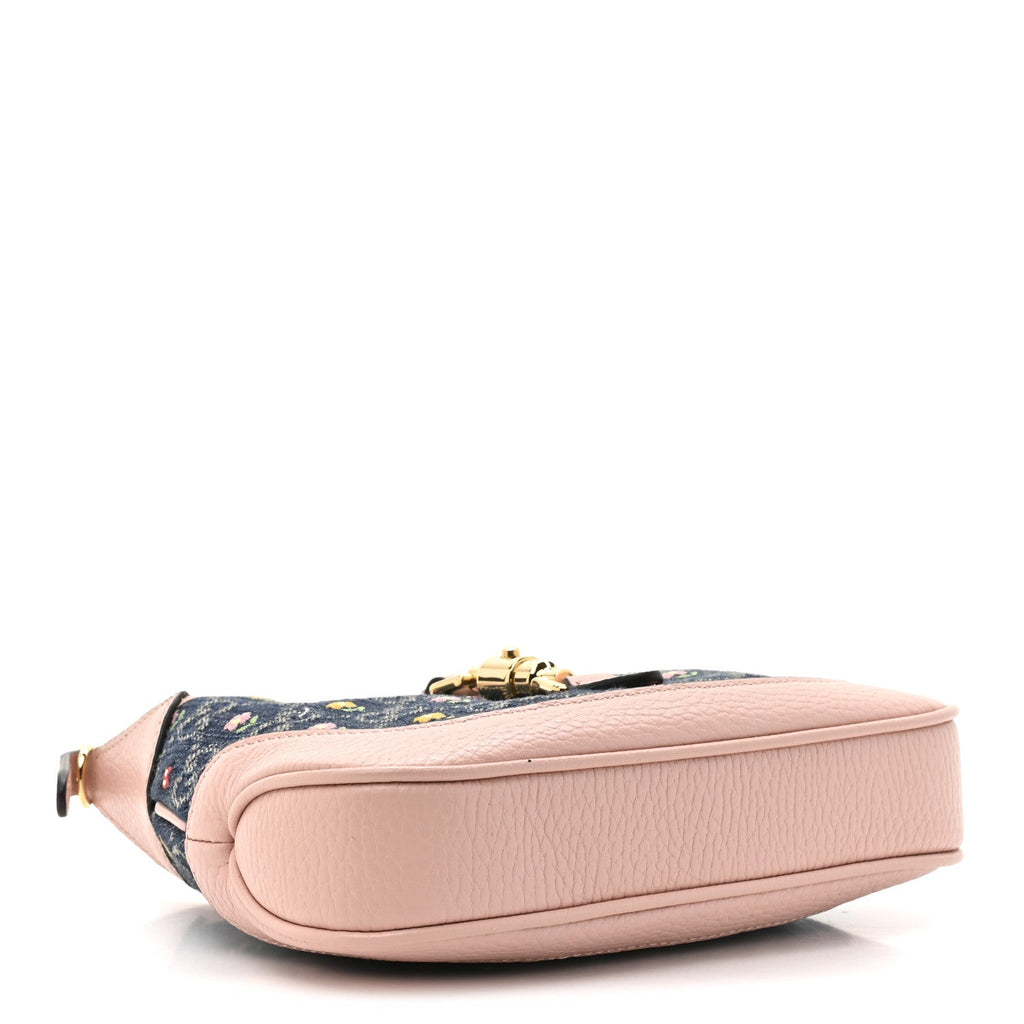New Denim GG Monogram Calfskin Love Parade Mini Jackie 1961 Hobo Light Pink