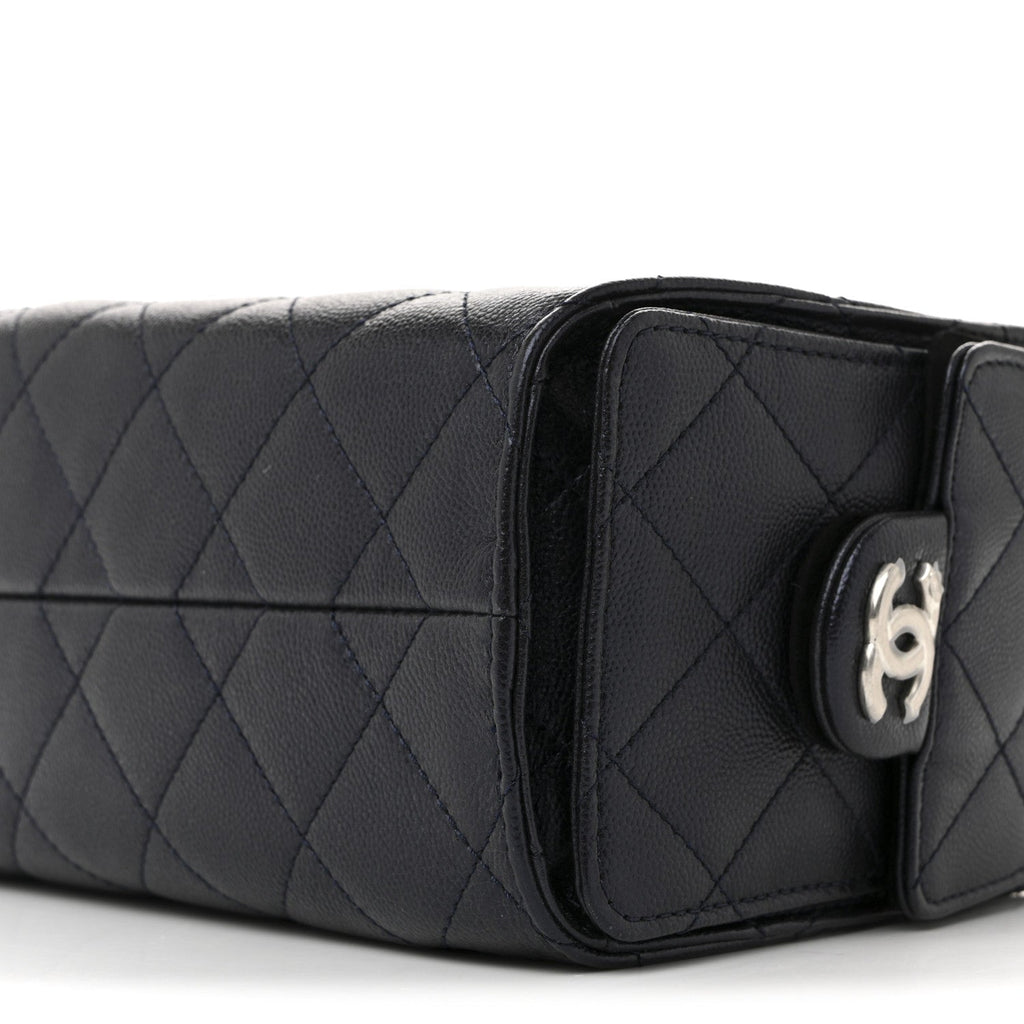 Metallic Caviar Quilted Mini Chanel 25 Handbag Dark Blue