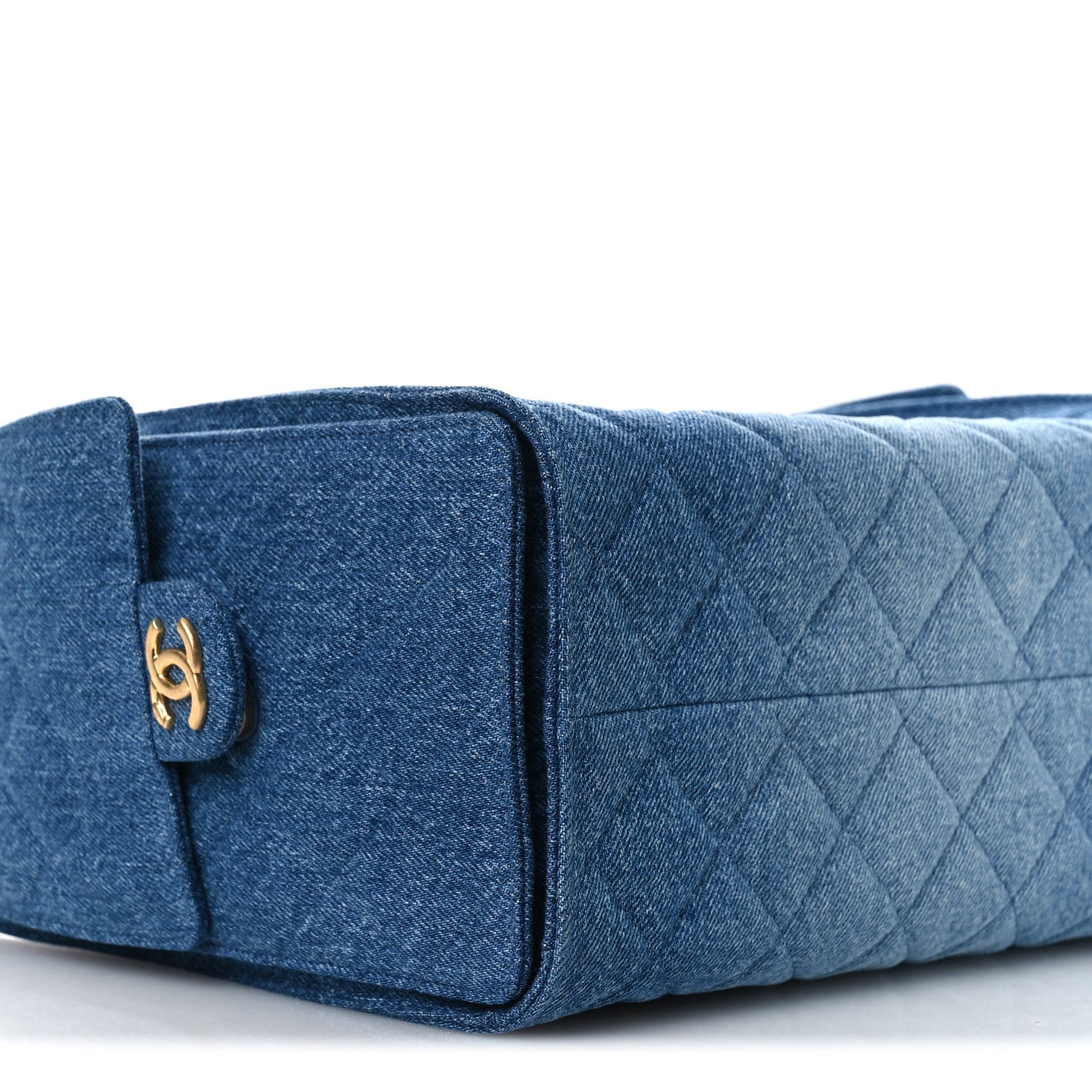 Washed Denim Quilted Small Chanel 25 Handbag Blue