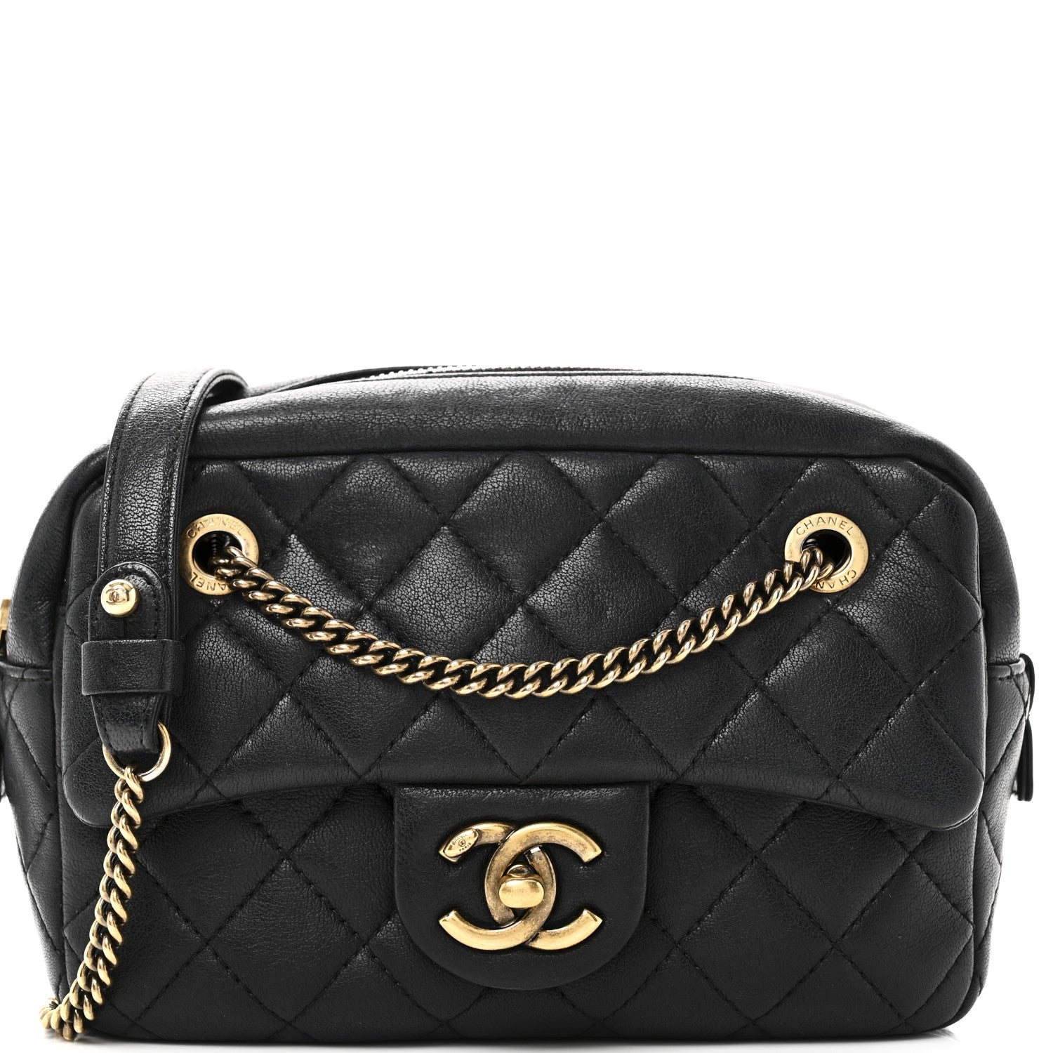 Sheepskin Quilted Trapezio Camera Case Black