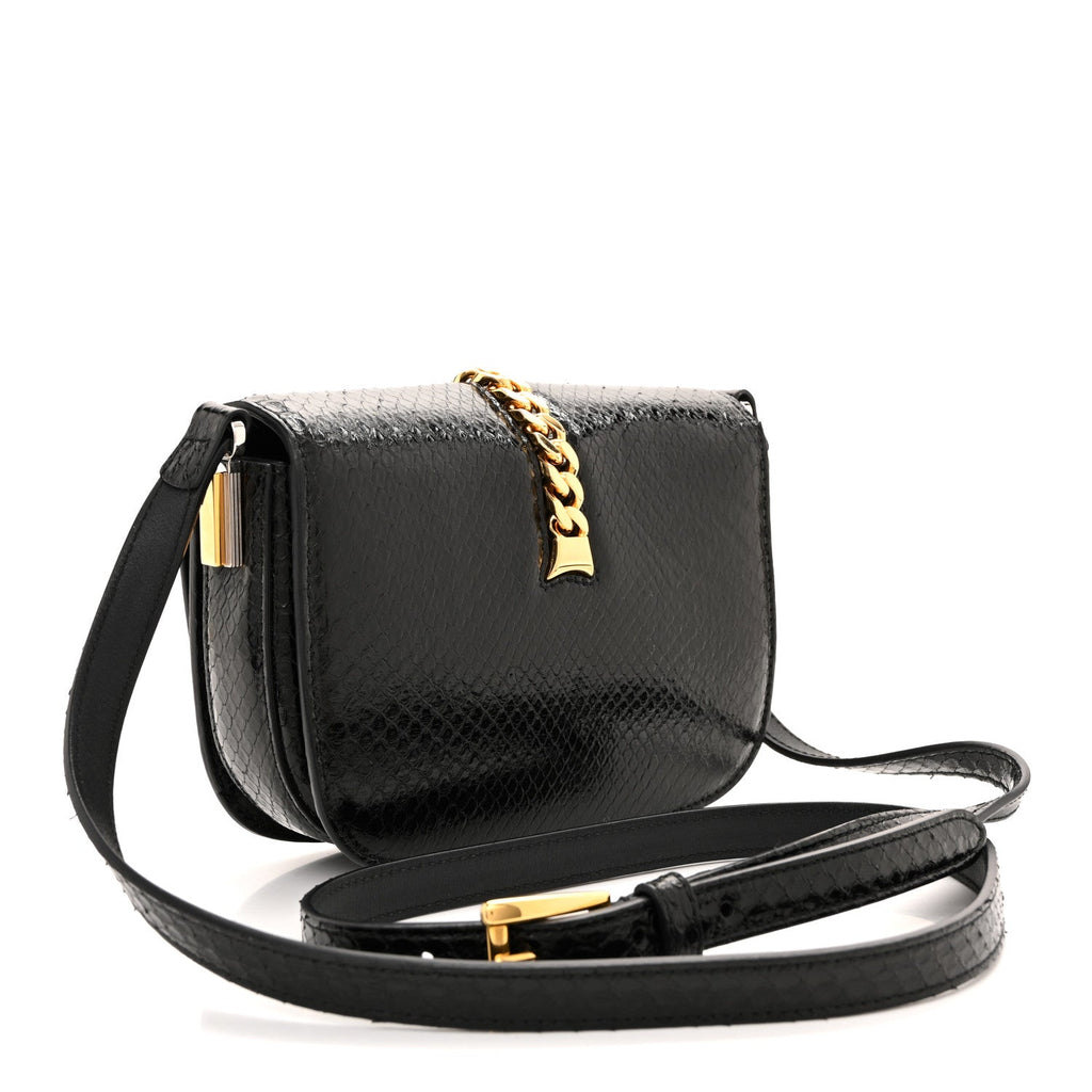 Snakeskin Mini Sylvie 1969 Messenger Bag Black