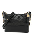 Aged Calfskin Quilted New Medium Gabrielle Hobo Black