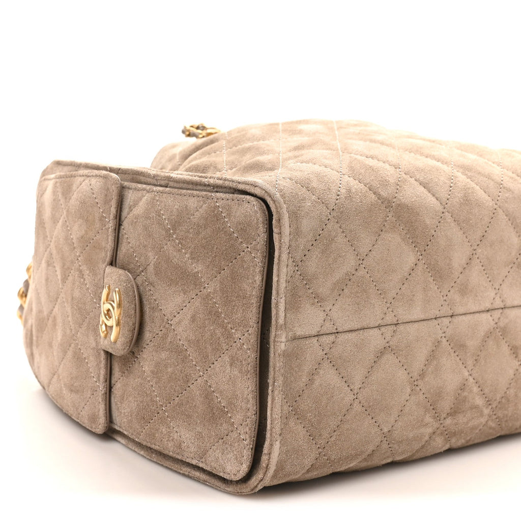 Suede Quilted Small Chanel 25 Handbag Dark Grey