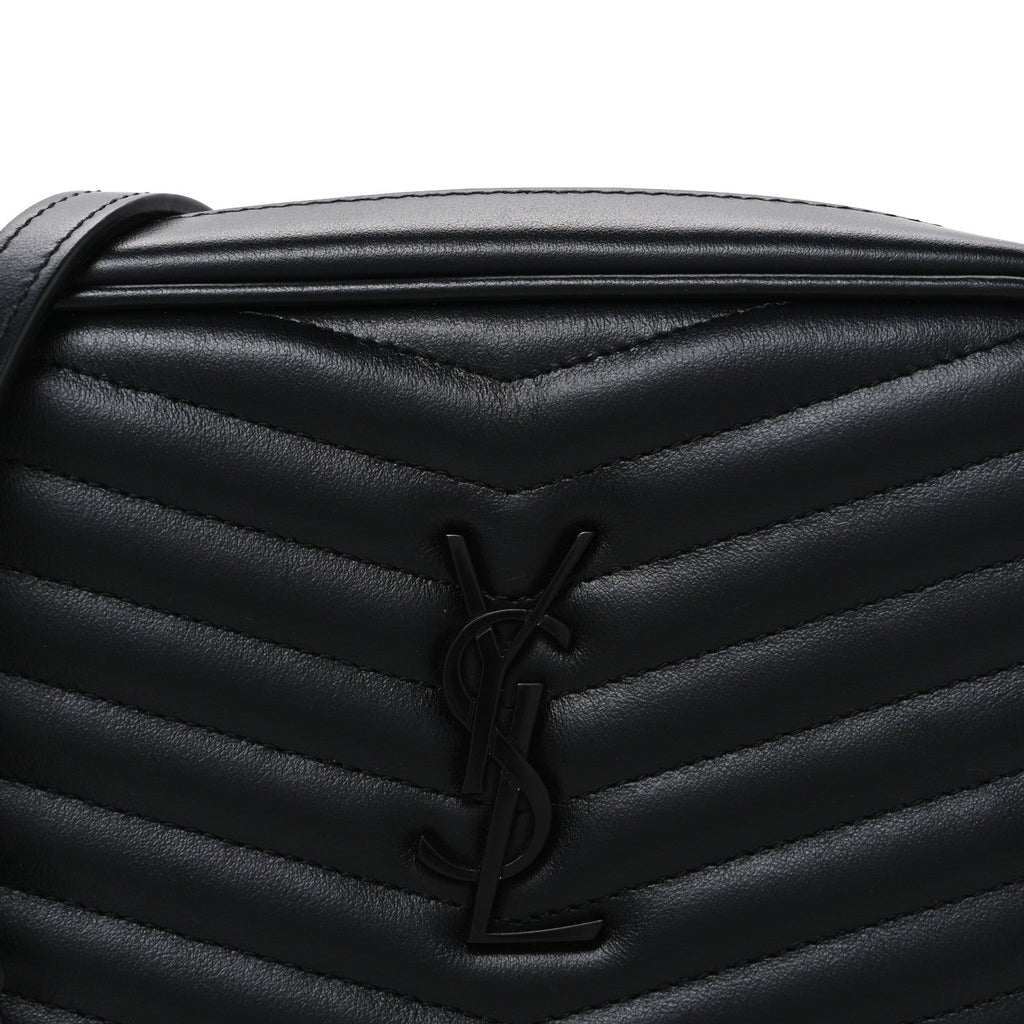 Calfskin Matelasse Monochrome Monogram Mini Lou Camera Bag Black