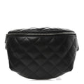 Calfskin Quilted Waist Belt Bag Black