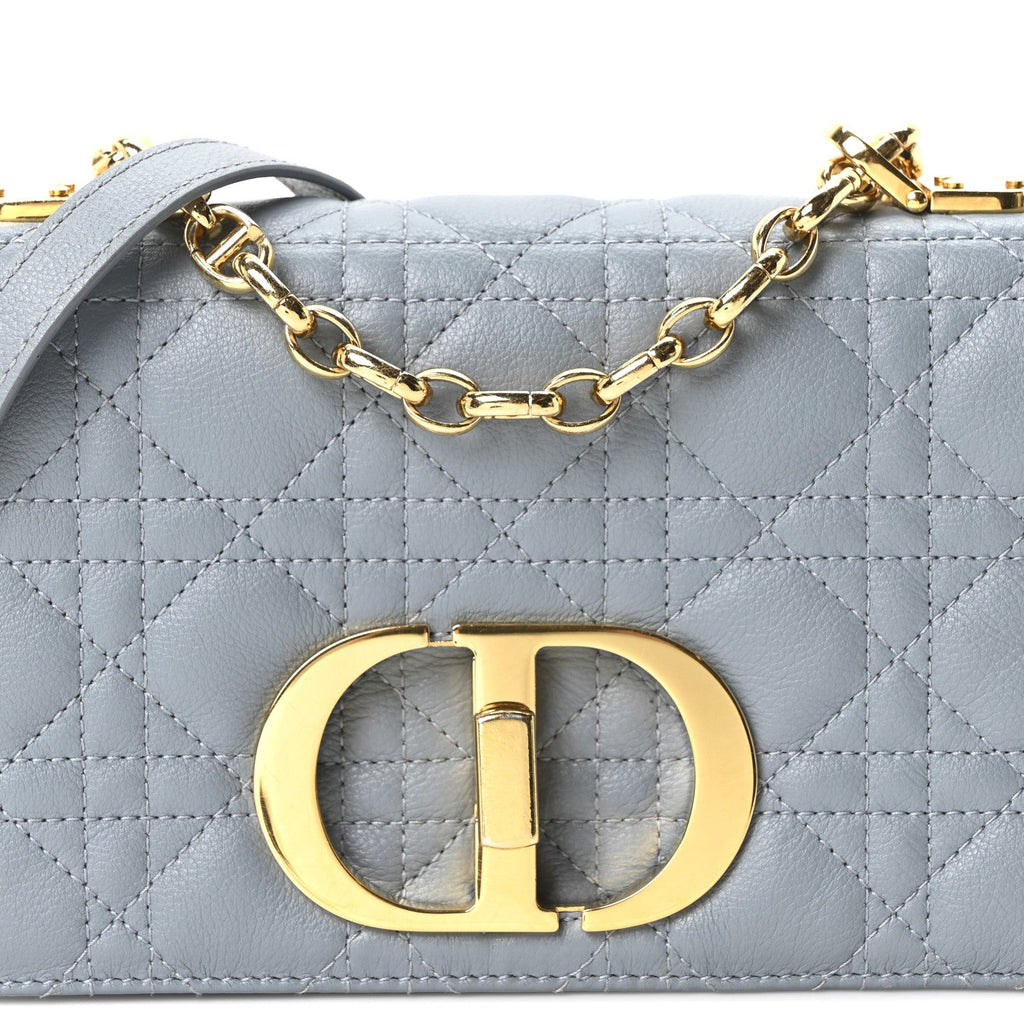 Calfskin Cannage Small Caro Bag Cloud Blue