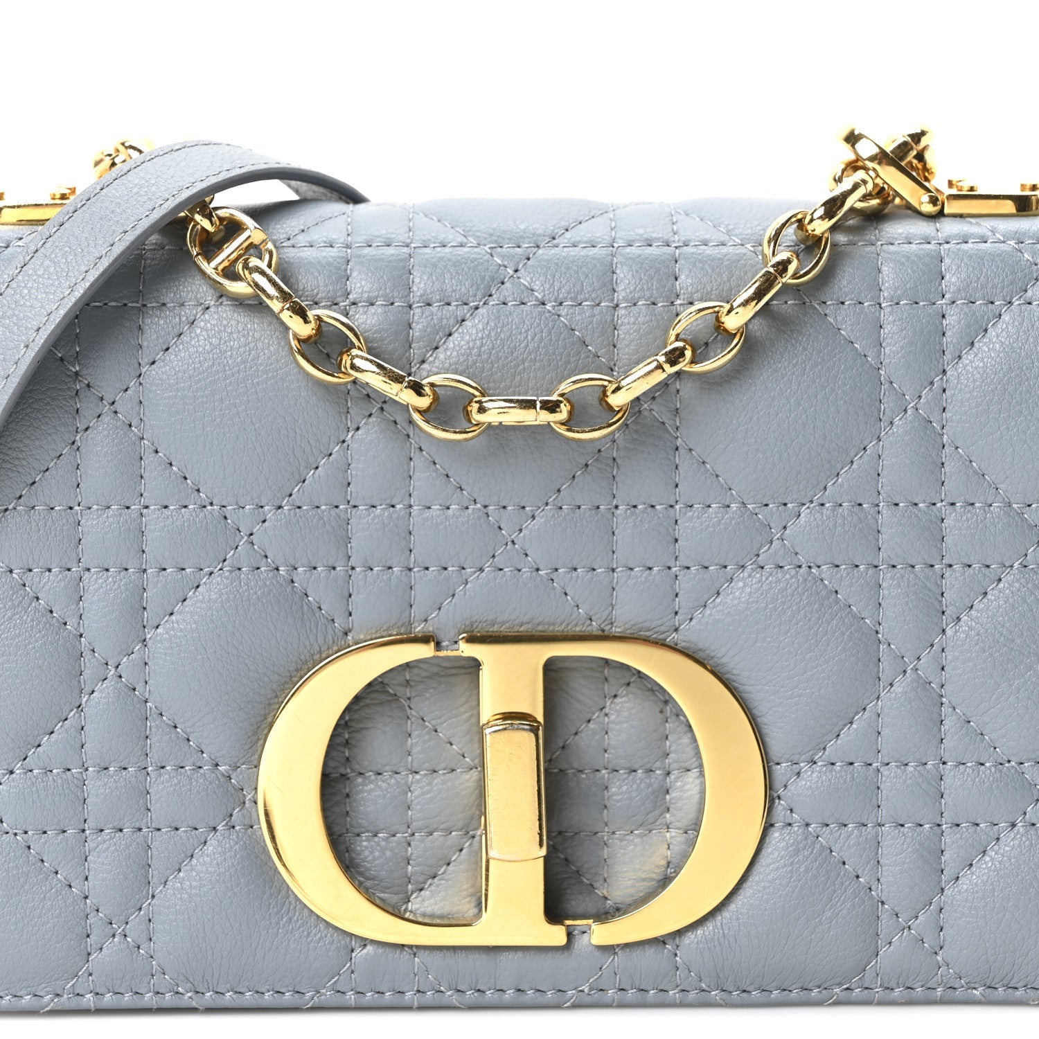 Calfskin Cannage Small Caro Bag Cloud Blue