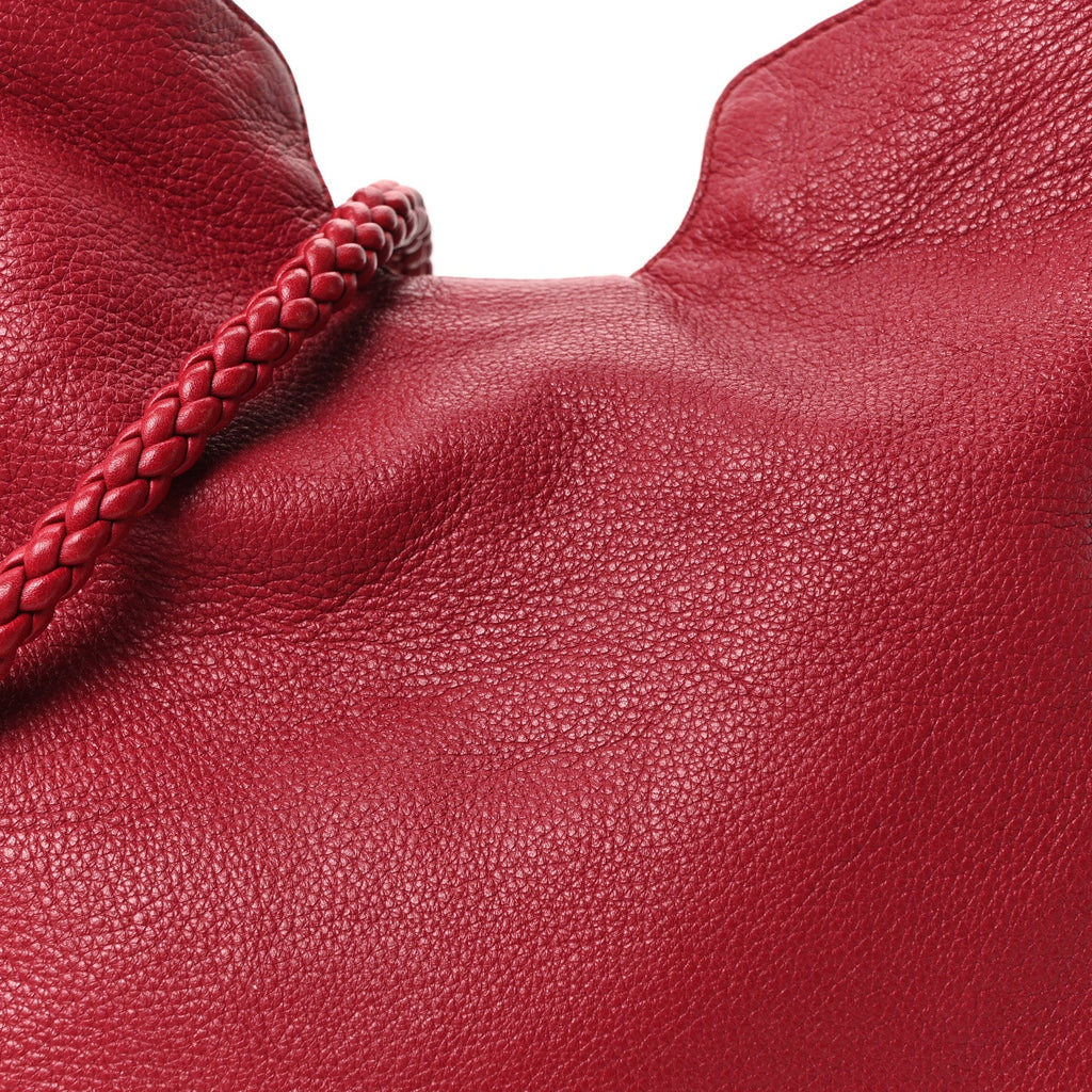 Pebbled Calfskin Medium G Wave Shoulder Bag Red