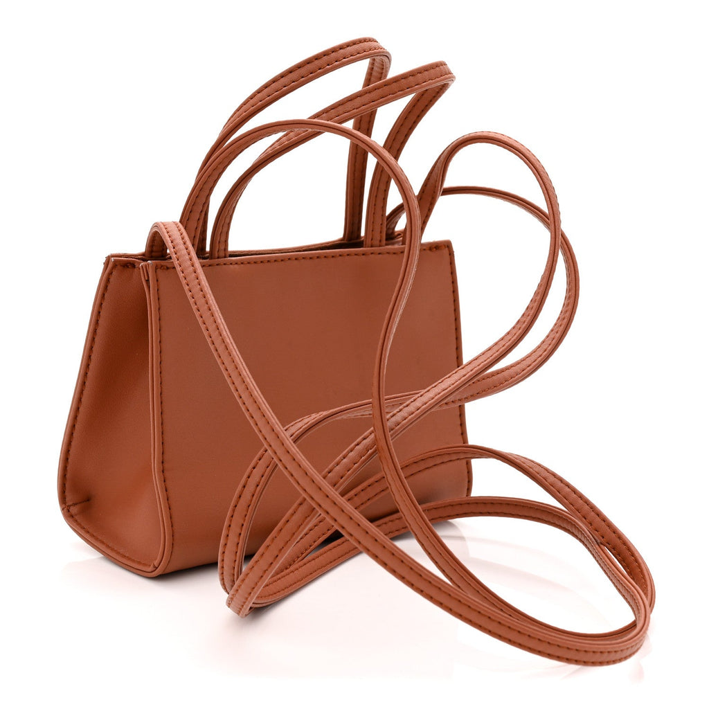 Vegan Leather Small Shopping Bag Tan