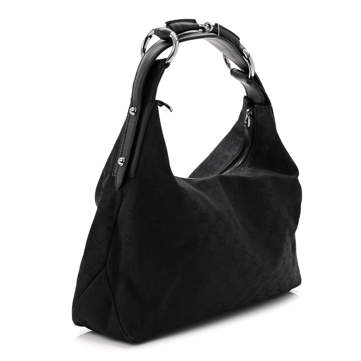 Monogram Medium Horsebit Chain Hobo Black