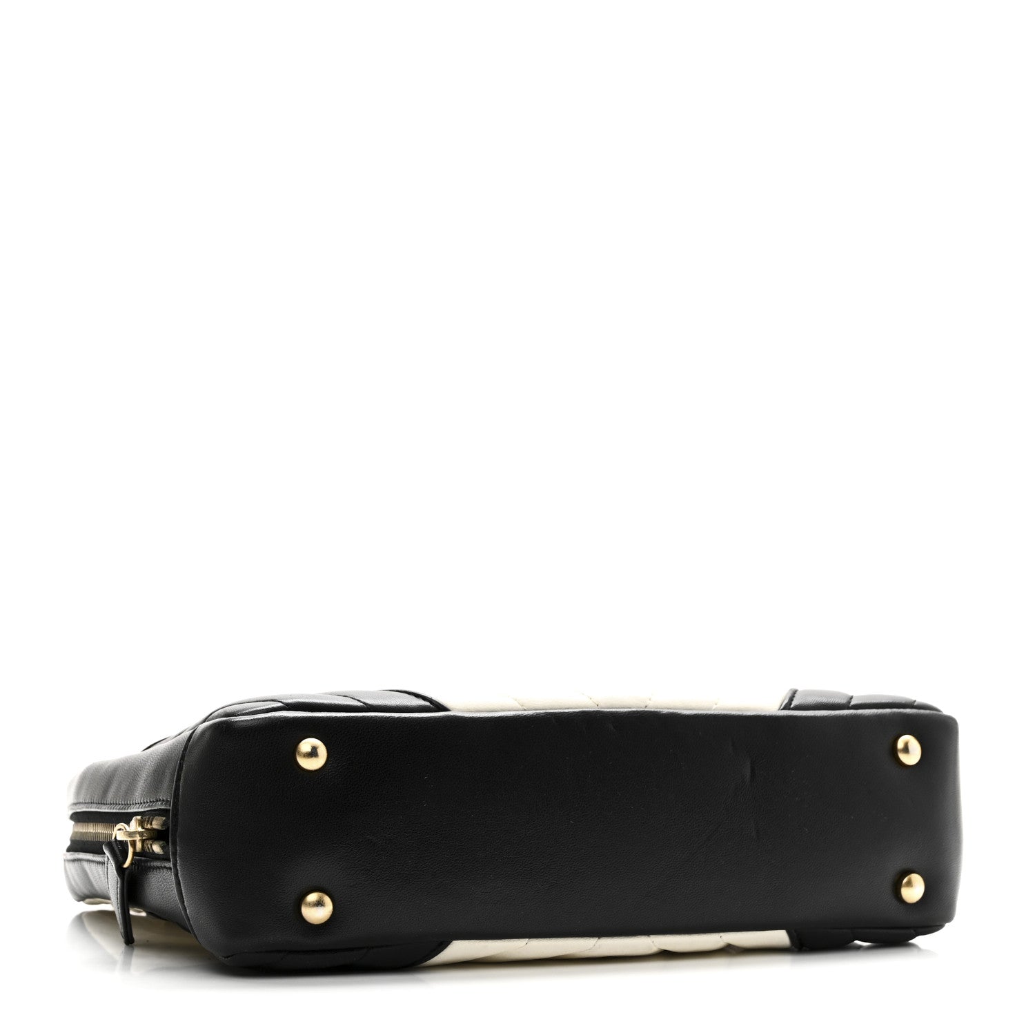 Lambskin Chevron Quilted Camera Case Black White