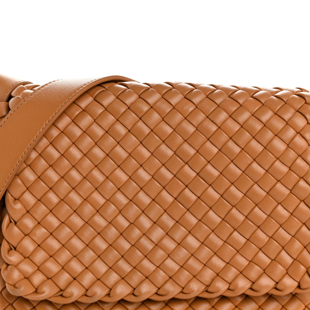 Nappa Intreccio Padded Small Cobble Shoulder Bag Caramel