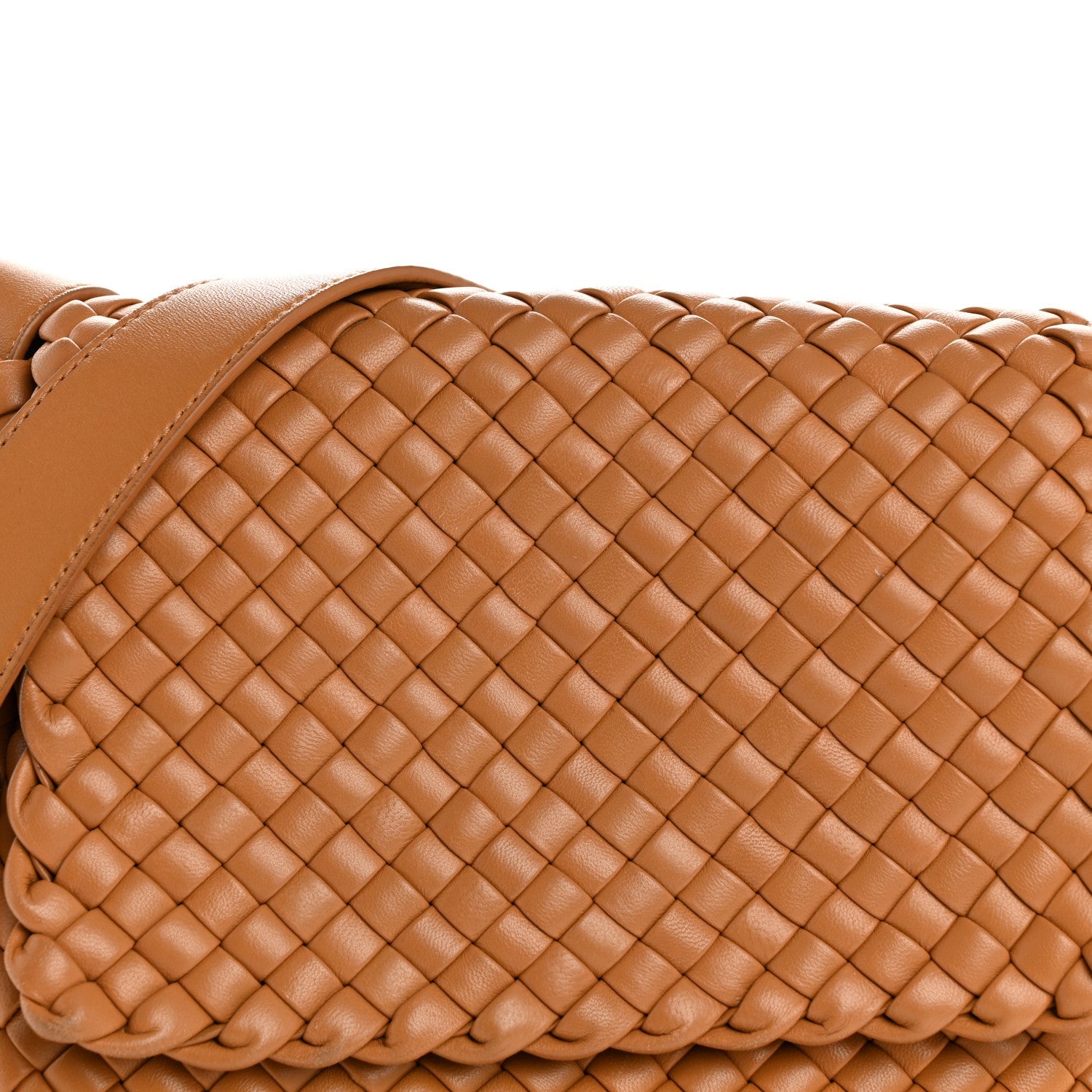 Nappa Intreccio Padded Small Cobble Shoulder Bag Caramel