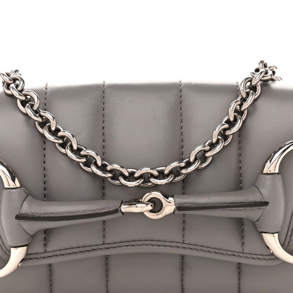 Nappa Vertical Matelasse Small Maxi Horsebit Chain Shoulder Bag Gray