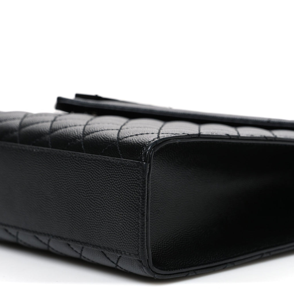 Grain De Poudre Textured Mixed Matelasse Large Triquilt Monogram Monochrome Satchel Black