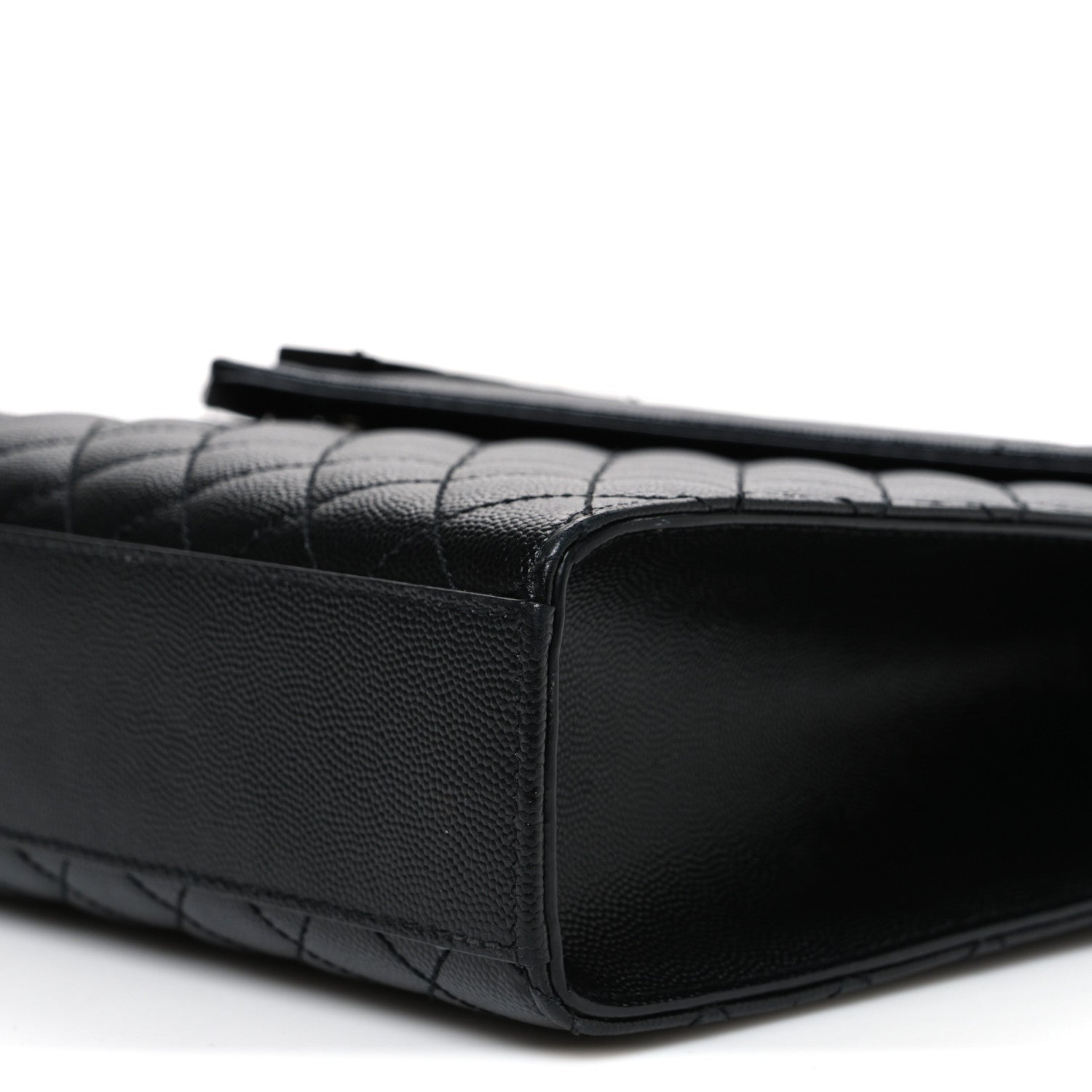 Grain De Poudre Textured Mixed Matelasse Large Triquilt Monogram Monochrome Satchel Black