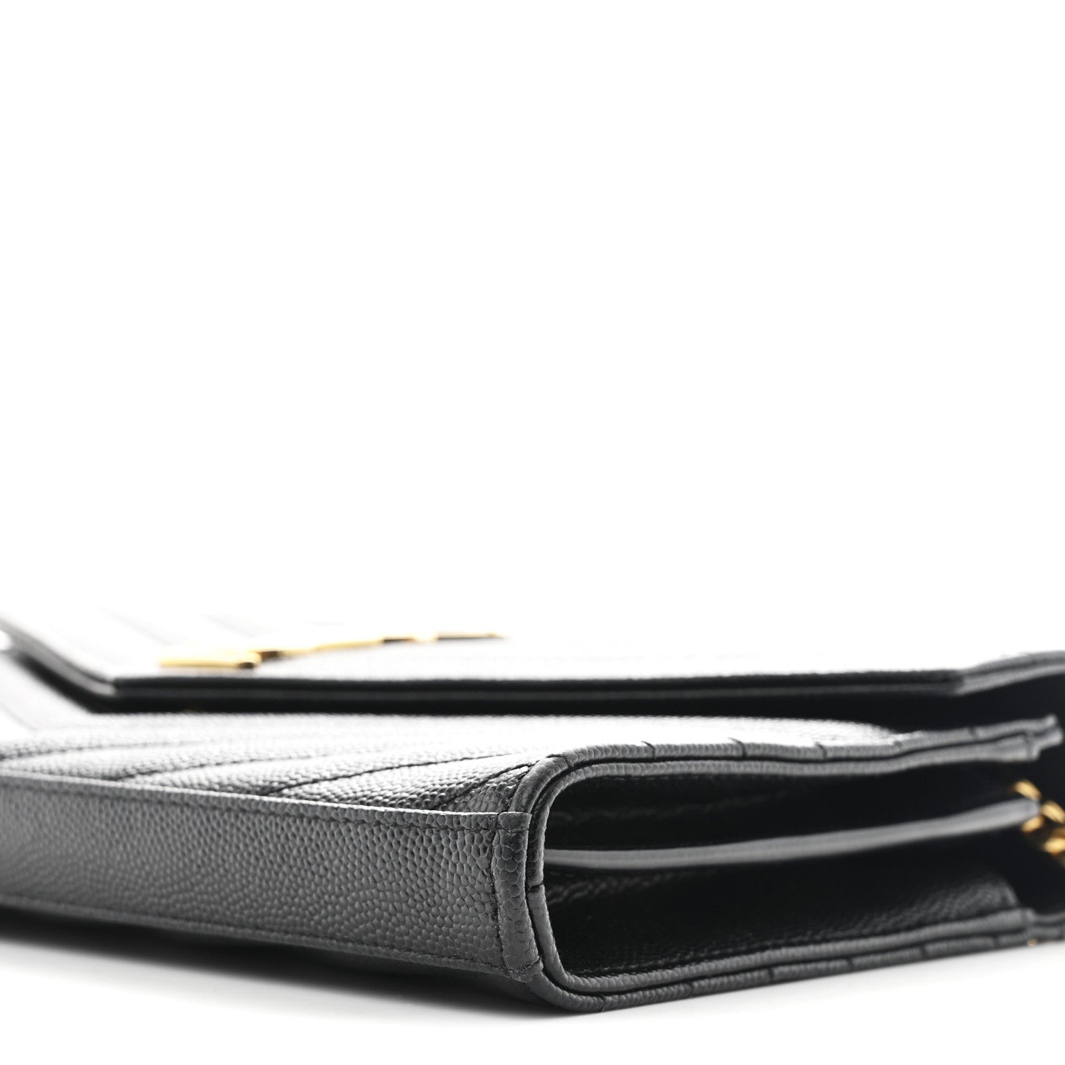 Grain De Poudre Matelasse Chevron Monogram Chain Wallet Black