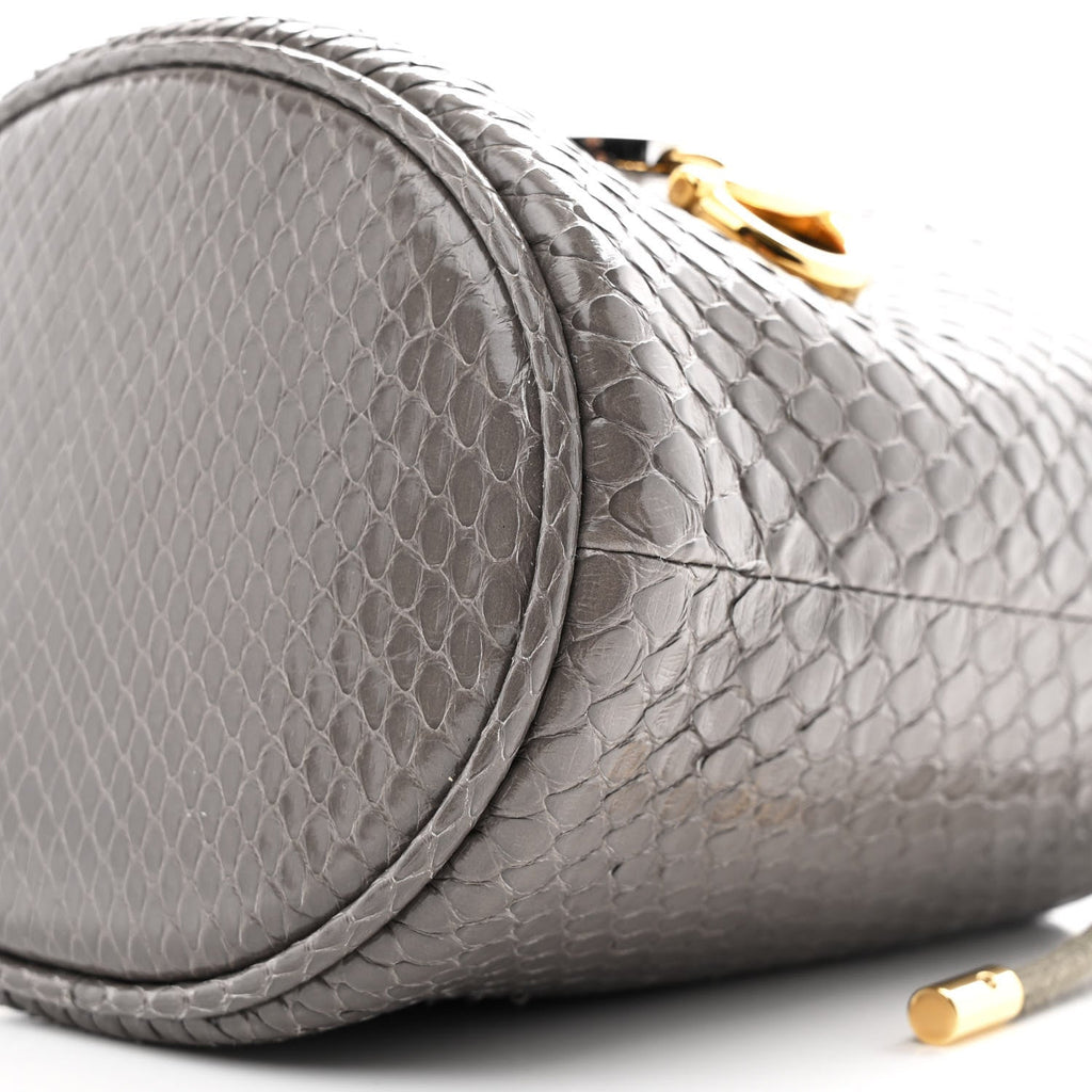 Snakeskin Mini Zumi Bucket Bag Dusty Grey