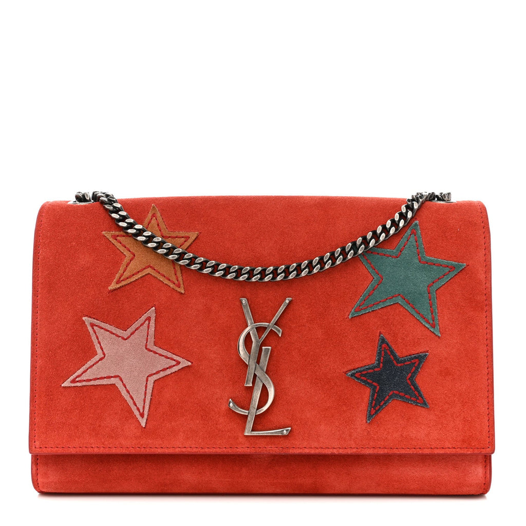 Suede Star Medium Classic Monogram Kate Satchel Berry Red