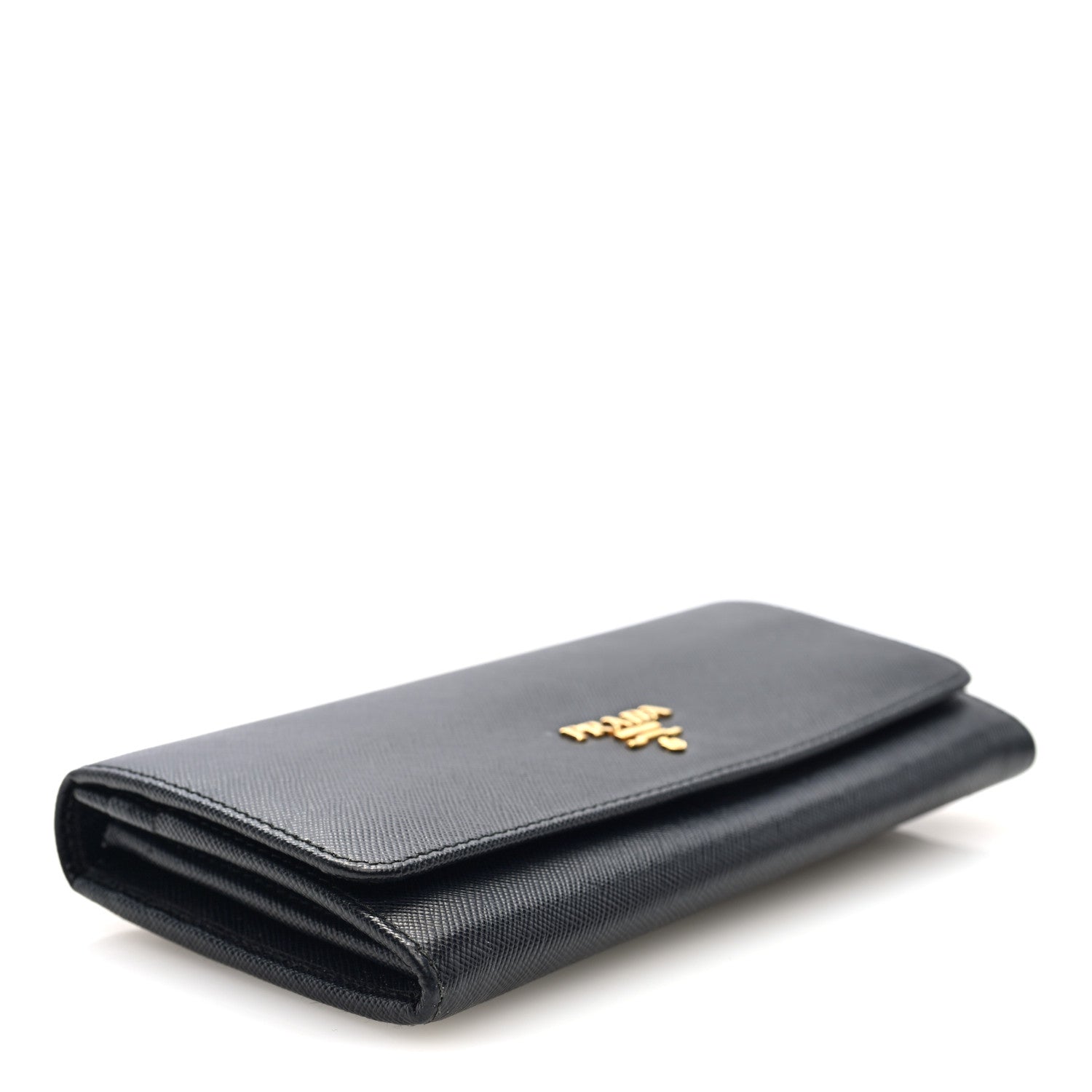 Saffiano Metal Continental Flap Wallet Black