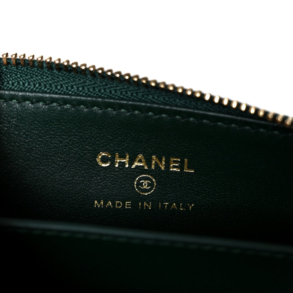 Calfskin Crocodile Embossed Crococo Zip Coin Purse Emerald