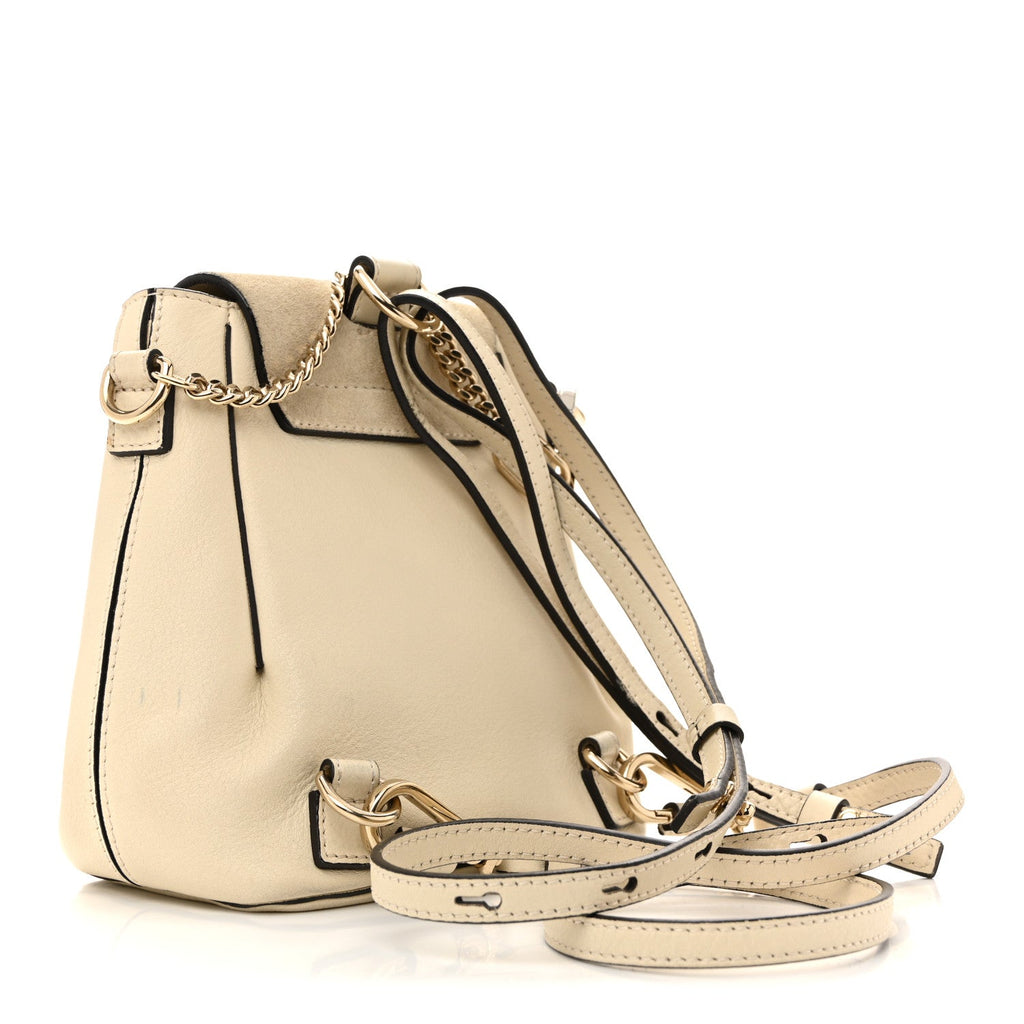 Suede Calfskin Mini Faye Backpack Off White