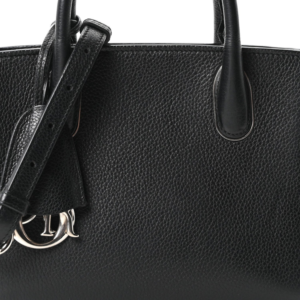 Grained Calfskin Small Open Bar Tote Black