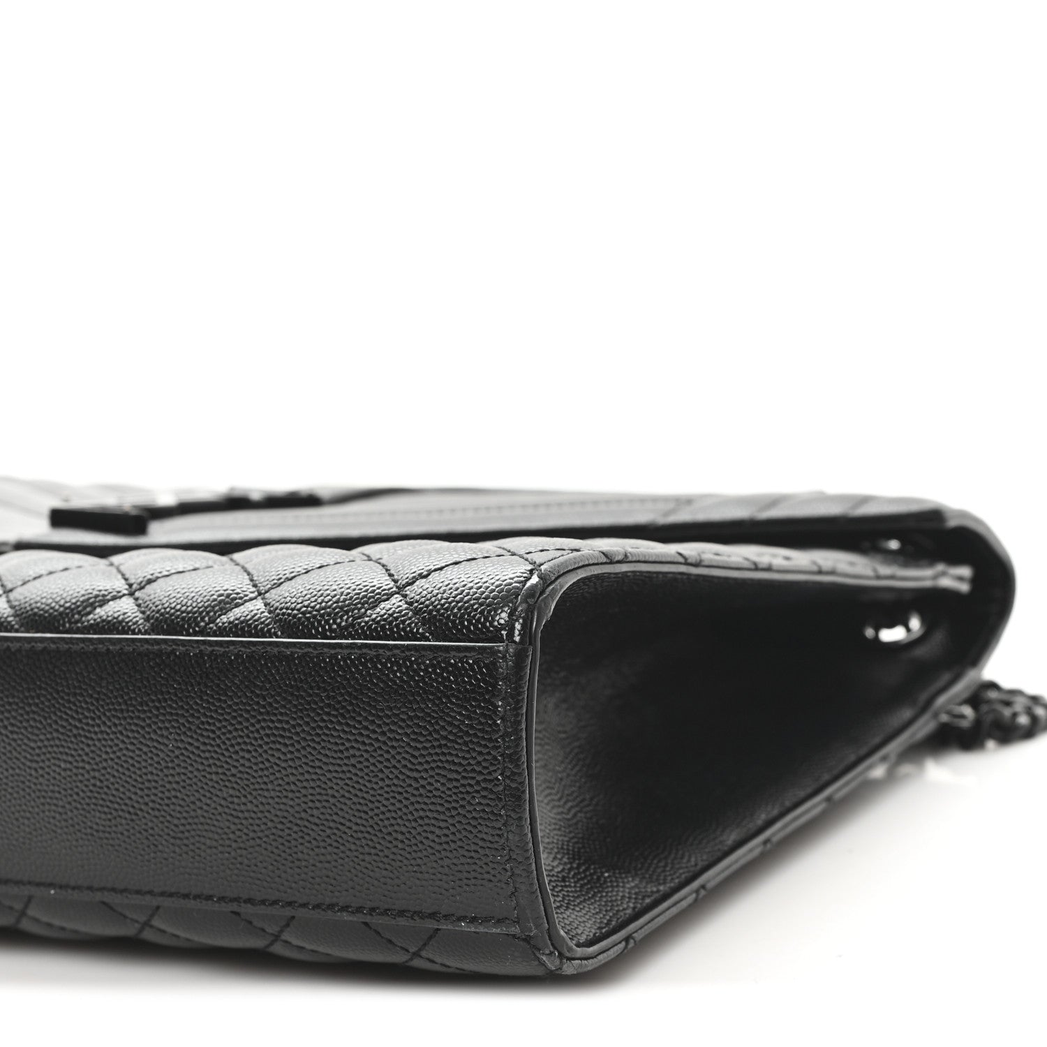 Grain De Poudre Textured Mixed Matelasse Large Triquilt Monogram Monochrome Satchel Black