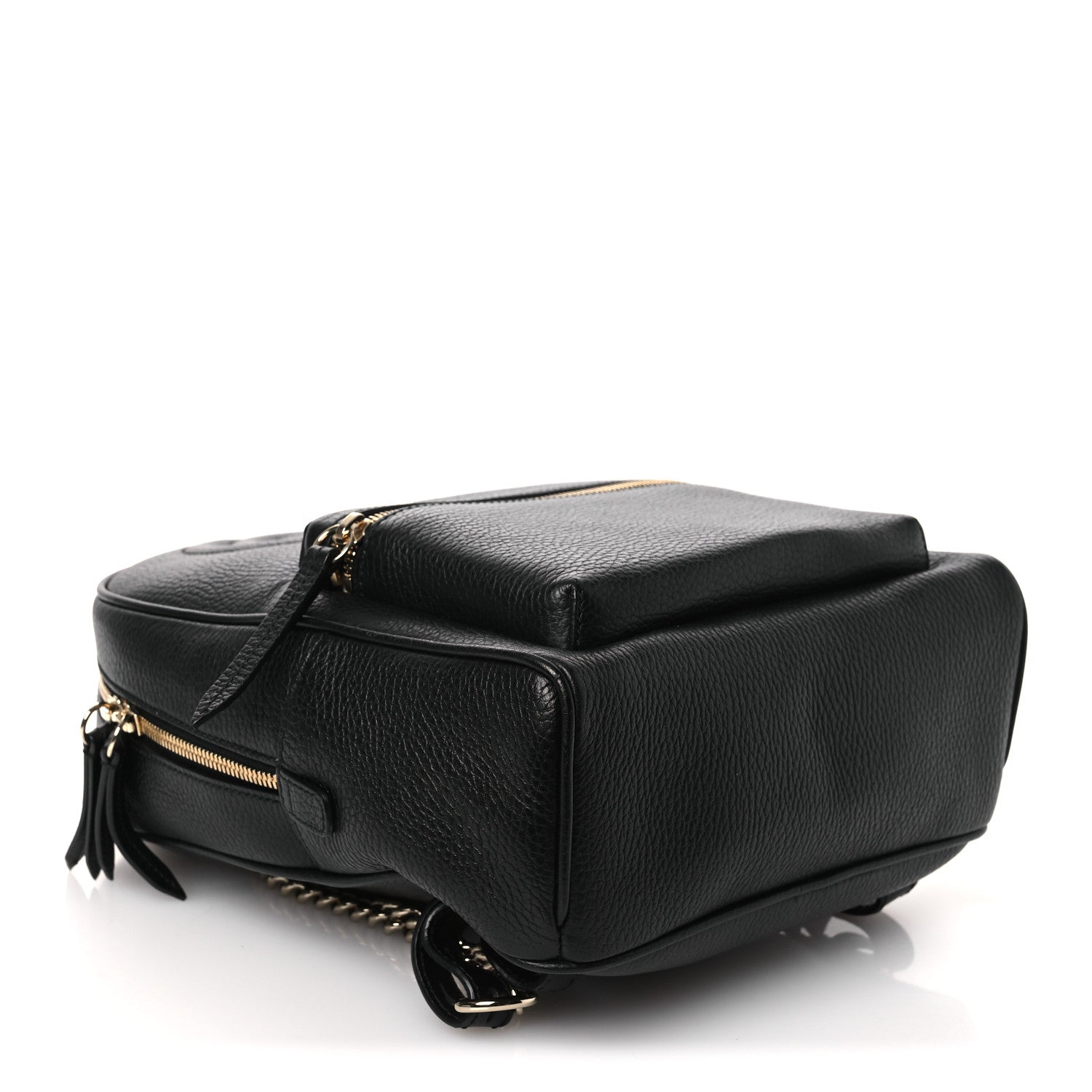 Pebbled Calfskin Soho Chain Backpack Black