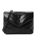 Calfskin Y Quilted Monogram Monochrome Toy Loulou Crossbody Bag Black