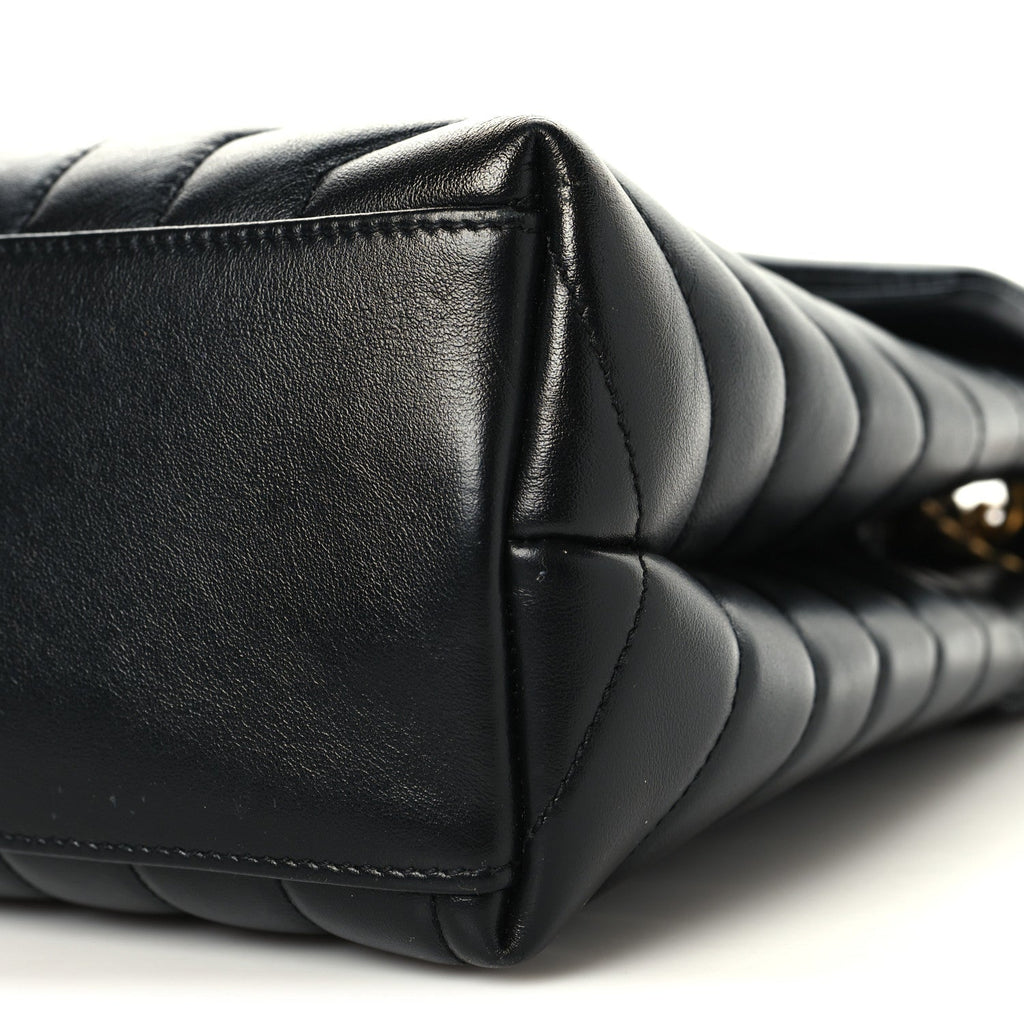 Calfskin Y Quilted Monogram Medium Loulou Chain Satchel Black