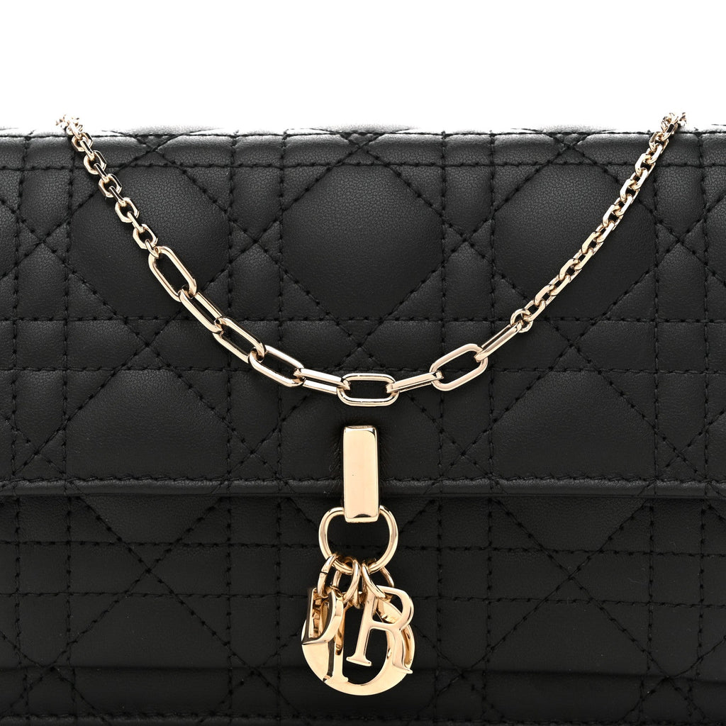 Lambskin Cannage Chain My Dior Daily Chain Pouch Black
