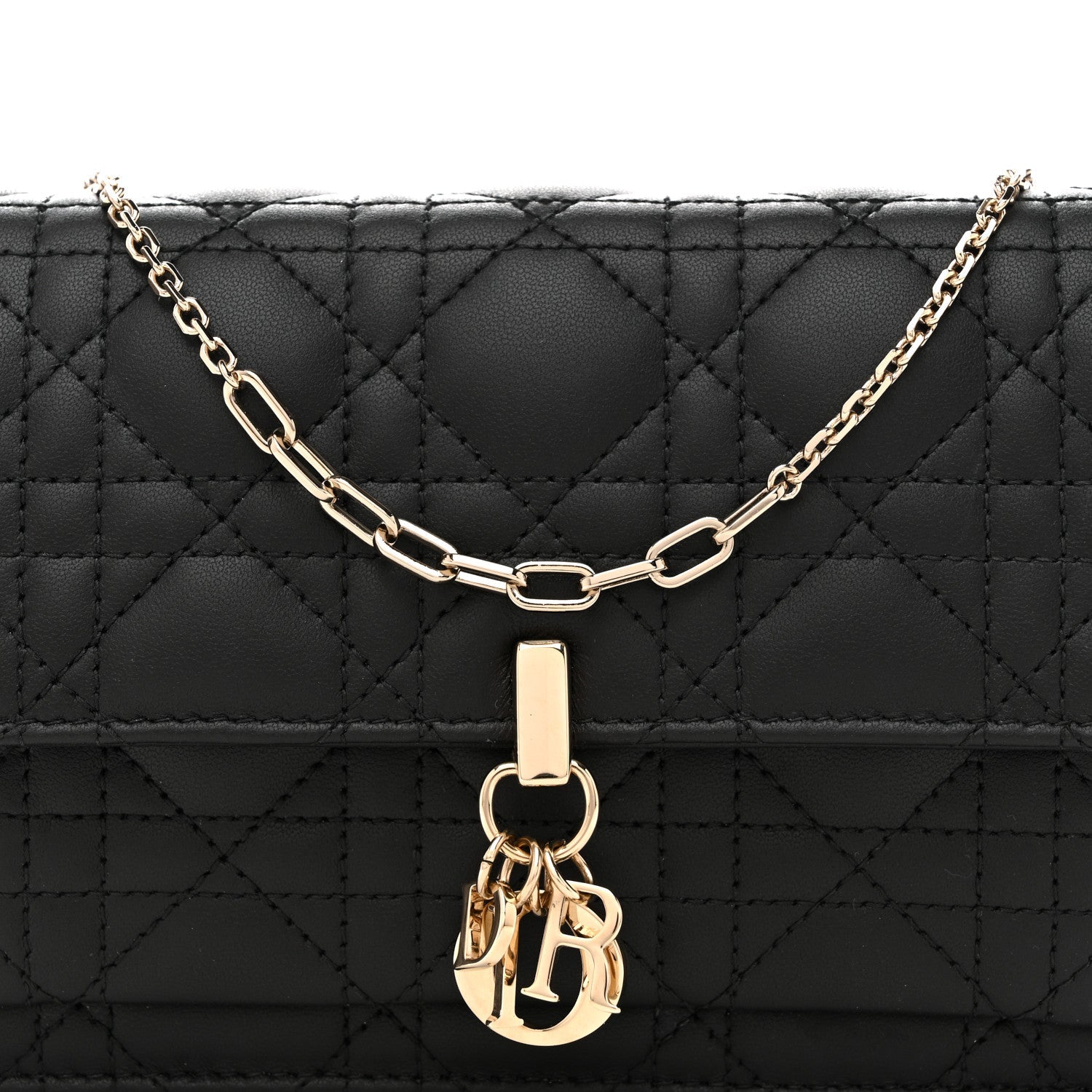 Lambskin Cannage Chain My Dior Daily Chain Pouch Black