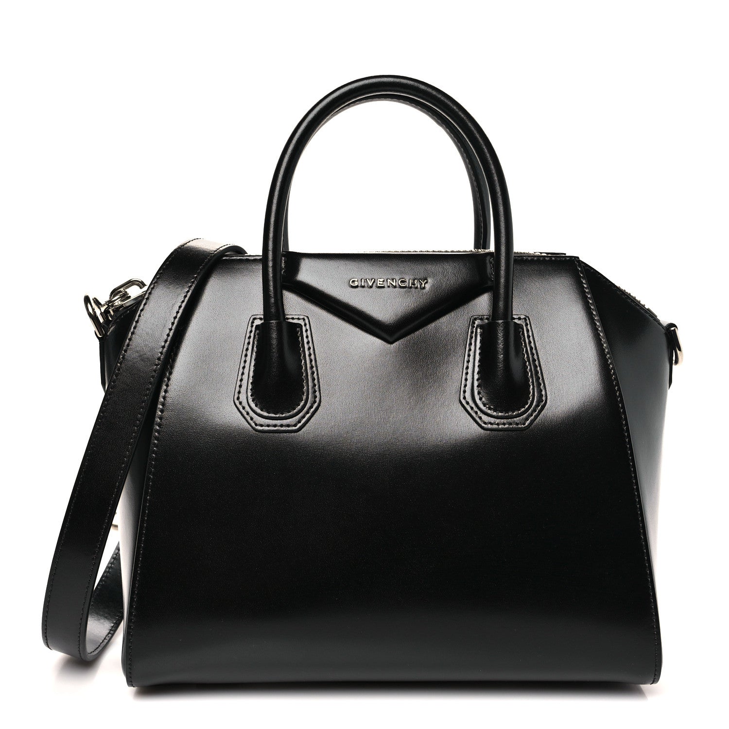 Shiny Lord Calfskin Small Antigona Black
