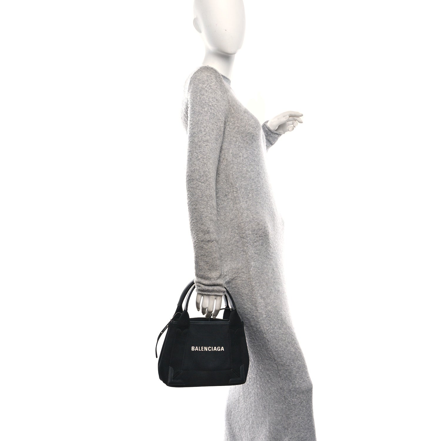 Cotton Canvas Calfskin Navy Cabas XS Black