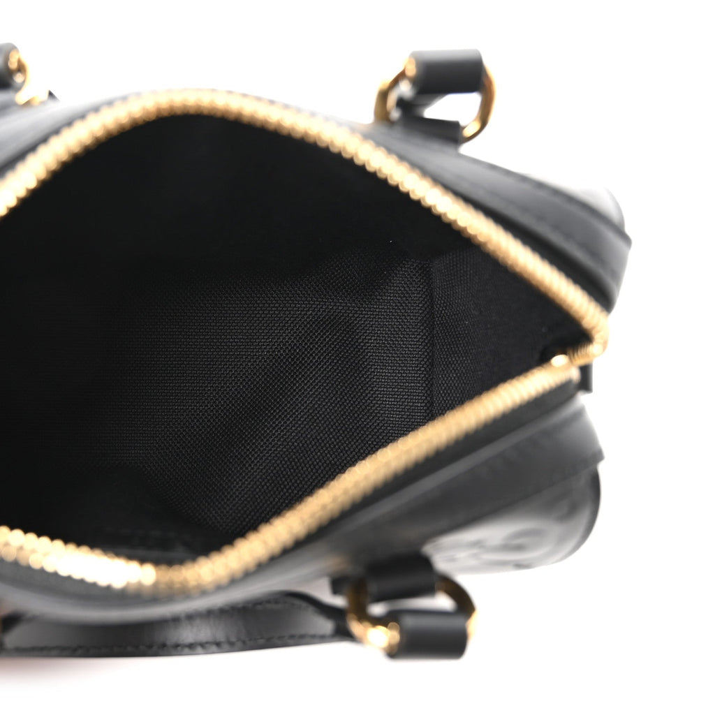 Calfskin Jumbo GG Embossed Super Mini Top Handle Bowler Bag Black