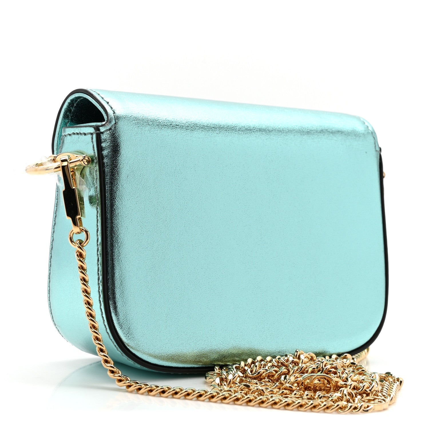 Metallic Calfskin Super Mini Horsebit 1955 Shoulder Bag Light Blue