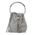 Satin Crystal Embellished Micro Bon Bon Bag Silver