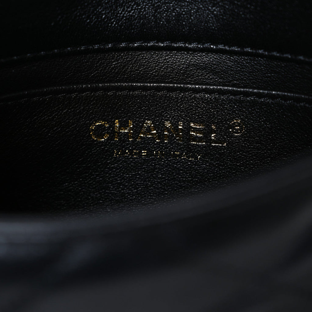 Lambskin Quilted Mini Chain Rows Flap Black