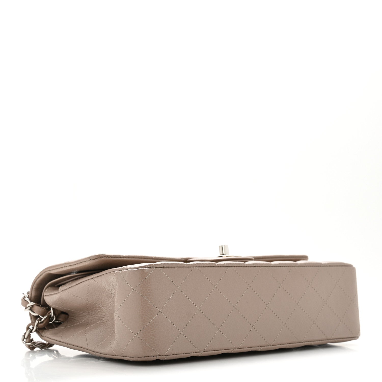 Caviar Quilted Medium Double Flap Taupe