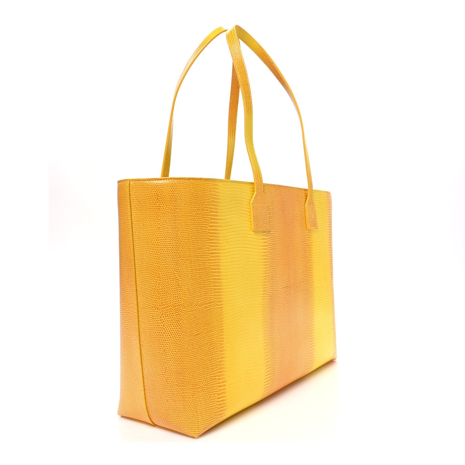 Calfskin Lizard Embossed Medium London Tote Marigold