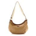 Nylon Monogram Web Medium Half Moon Hobo  Beige