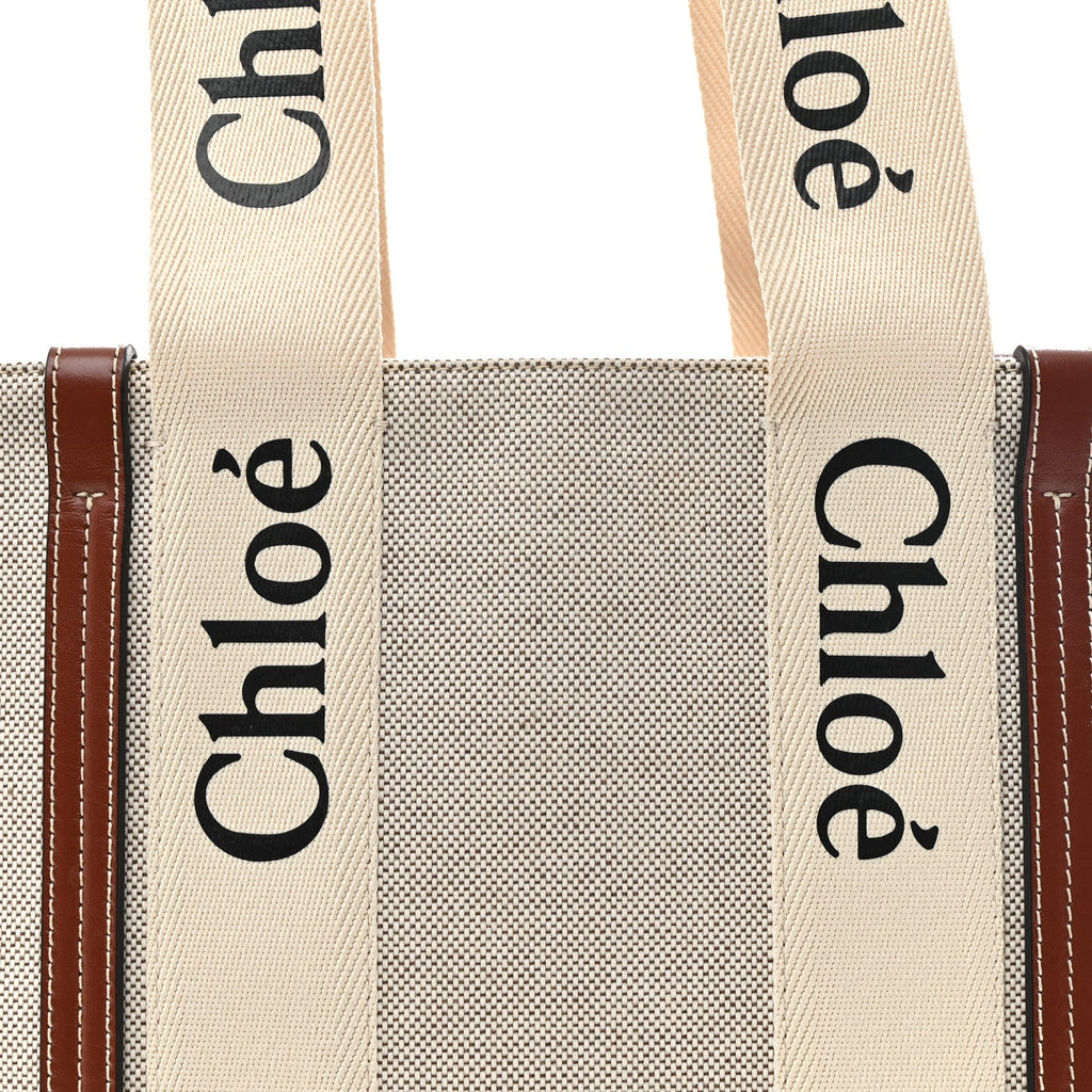 Cotton Calfskin Medium Woody Ribbon Tote White Brown