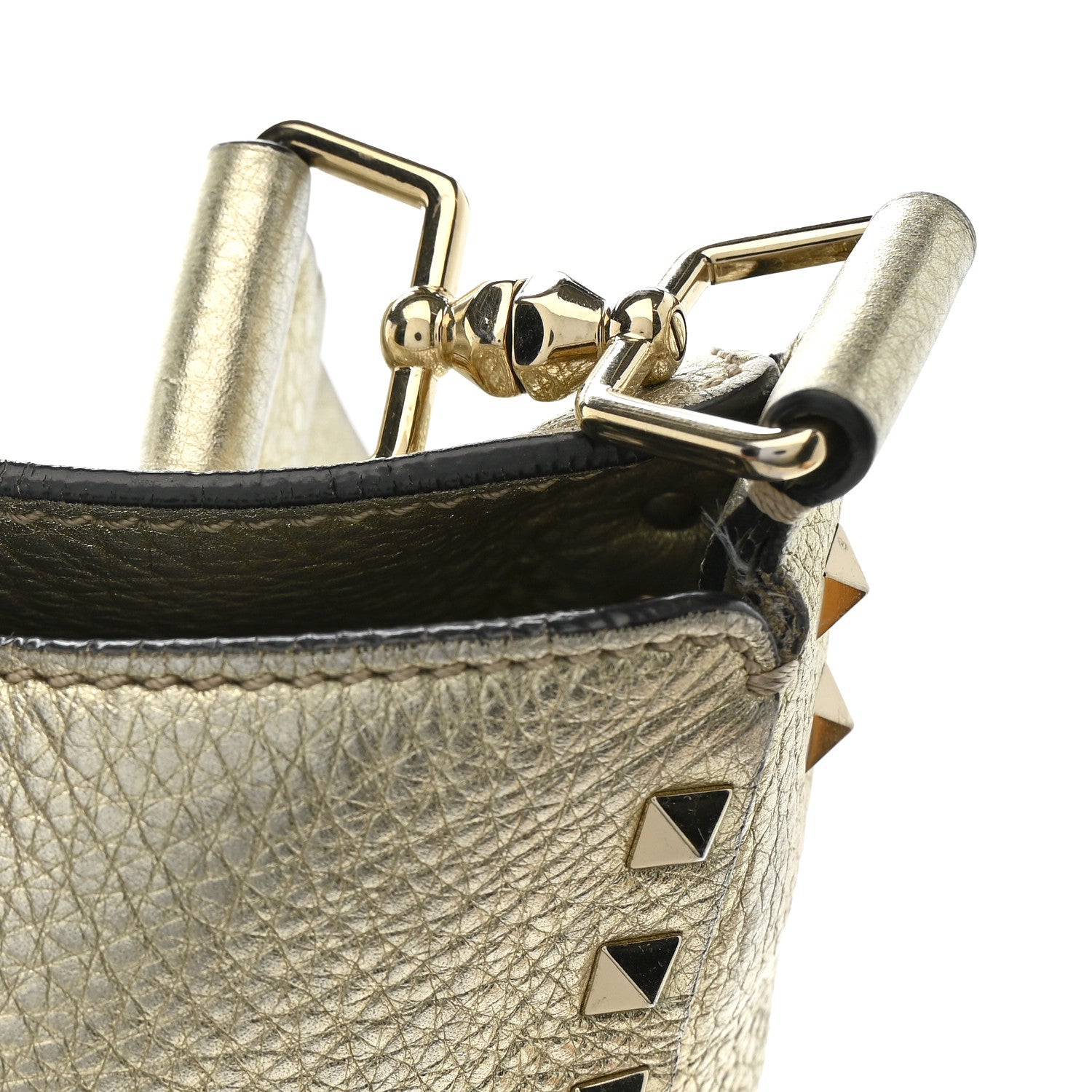Metallic Pebbled Calfskin Small Rockstud Flip-Lock Messenger Bag Platino