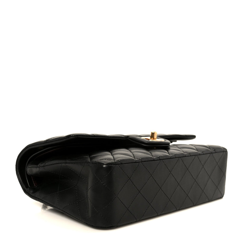 Lambskin Quilted Medium Double Flap Black
