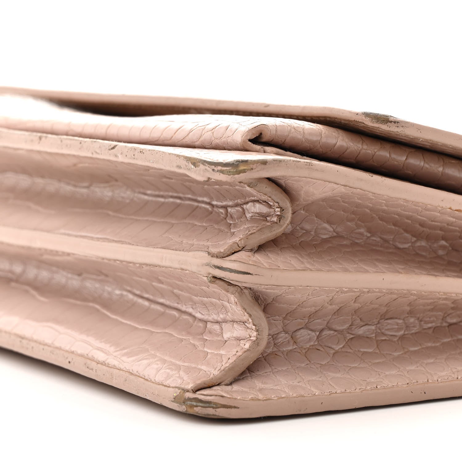 Calfskin Crocodile Embossed Medium Monogram Sunset Rose Antic
