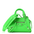 Grained Calfskin Neo Classic Silver Hardware Nano City Crossbody Fluo Green